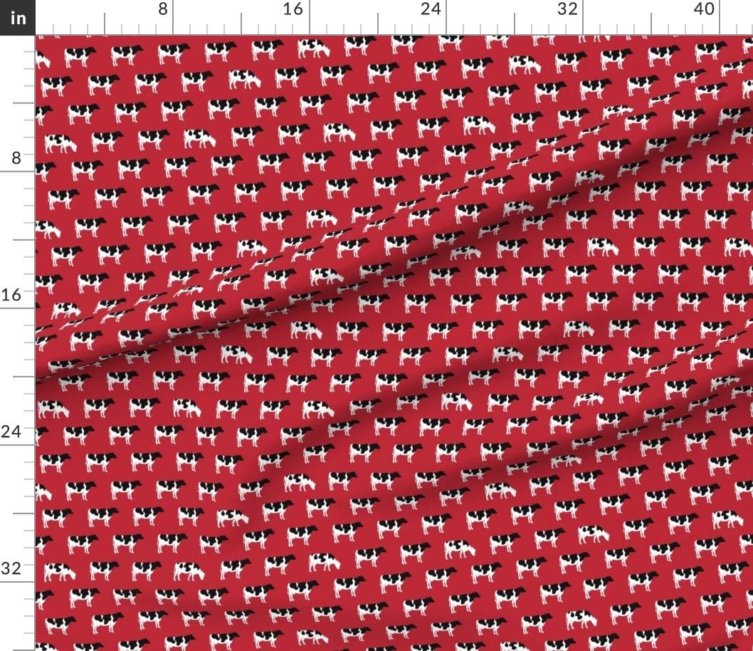 Spoonflower Fabric - Cows Red Farm Cow Black White Animals Nursery Little Arrow Printed on Petal Signature Cotton Fabric by The Yard - Sewing Quilting Apparel Crafts Decor