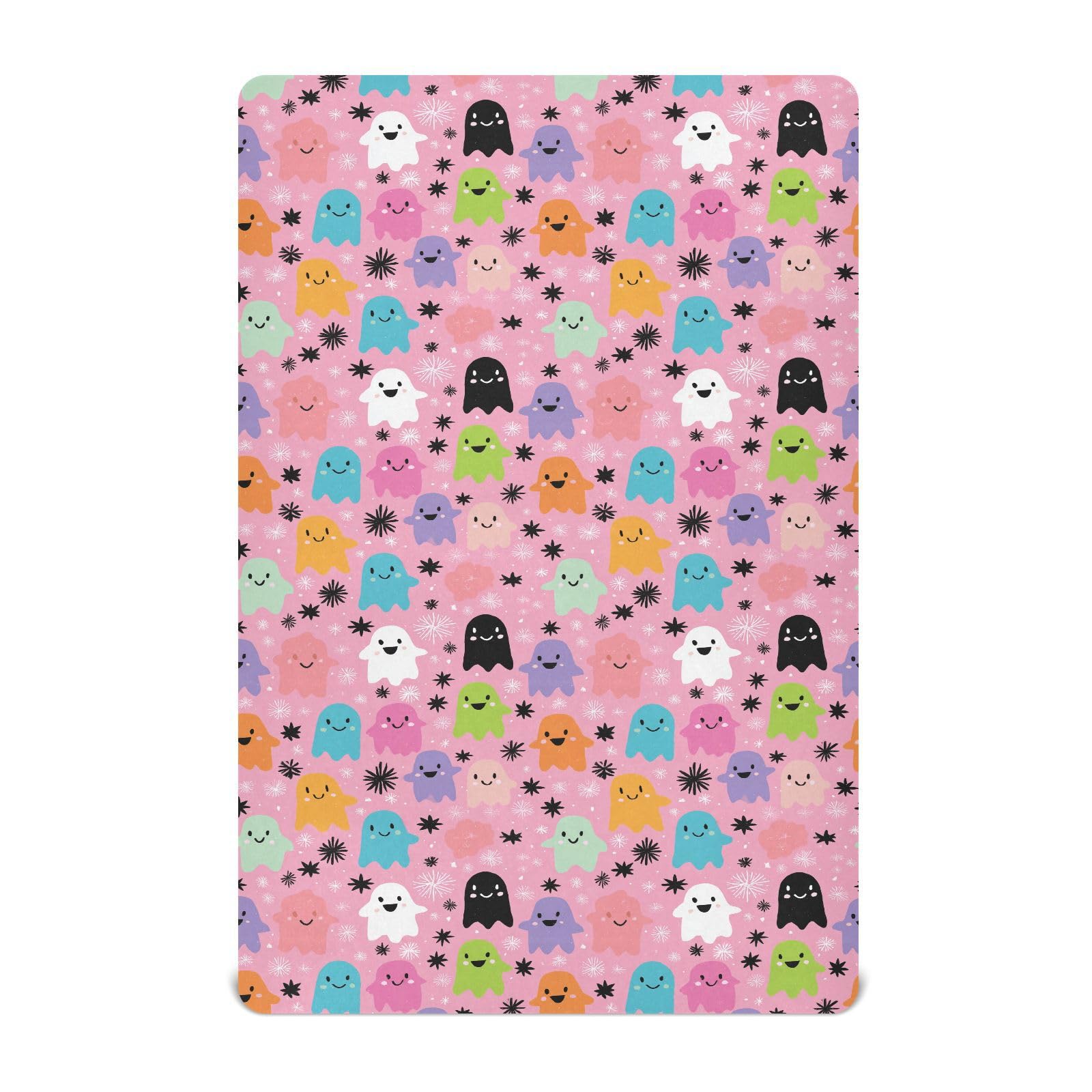 Crib Sheet Breathable Soft Crib Mattress Sheet for Baby Toddler Boys Girls Fitted Crib Sheet Fit Standard Crib Mattress 39 x 27 Inch Cute Pink Halloween Ghost Snowflakes Stars