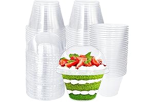 50 Pack Premium Clear Plastic Cups with Dome Lids - 7oz Disposable Dessert Cups