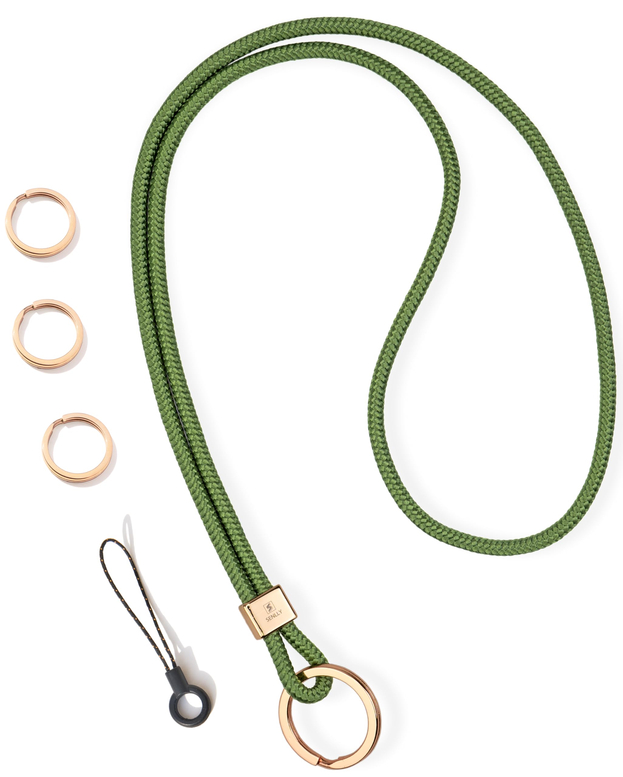 Senlly Unisex 104 Dark Olive Green Neck Lanyard Strap For Keys, Original Minimalist Design Keychain Holder