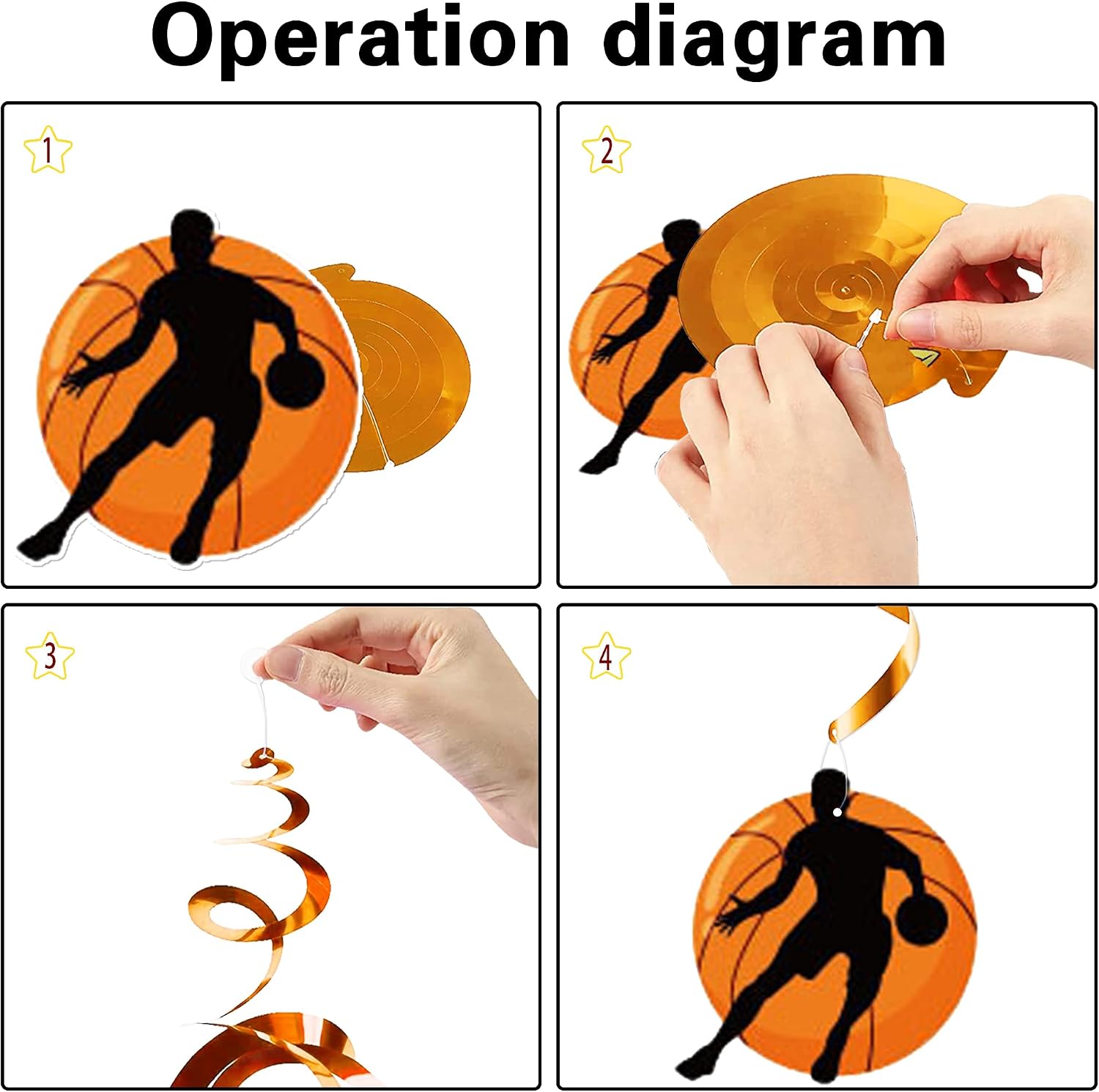 Basketball Party Decorations Birthday Banner - Basketball Sports Theme Garland Hanging Swirls, Tissue Paper Pom Poms for Kids and Boys Birthday Party Decorations