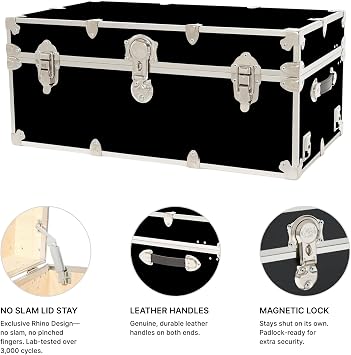 Rhino Classic XL Trunk for Camp and Dorm, Footlocker Storage Chest, Bench