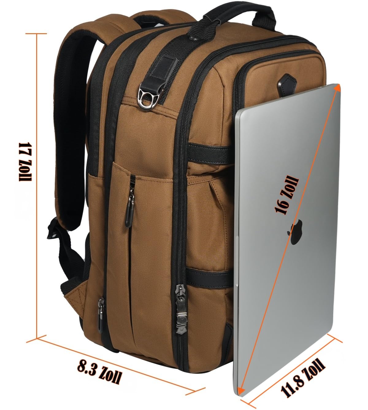 WELKINLAND Reiserucksack mit 20 Taschen, Handgepäck-Rucksäcke, 40,6 cm (16 Zoll) Laptop-Rucksack für Herren, erweiterbarer Rucksack mit Trolleyhülle, Reiserucksack mit Schuhfach