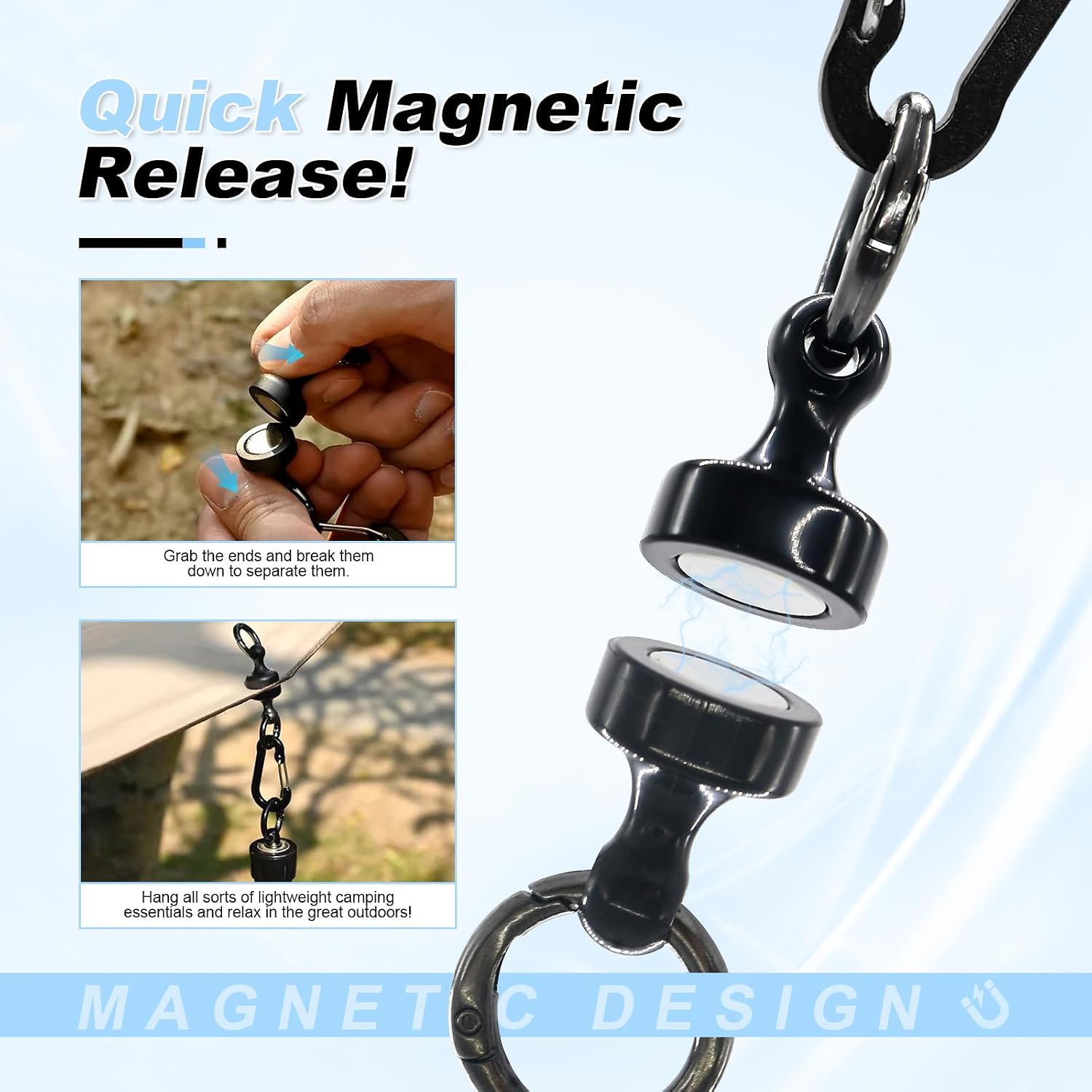 Magnetic Keychain, 2 Pack Quick Release Detachable Key Ring with Belt Loop Clip for Car Keys, Purse & Bag, Easy Access Magnetic Key Holder image 4