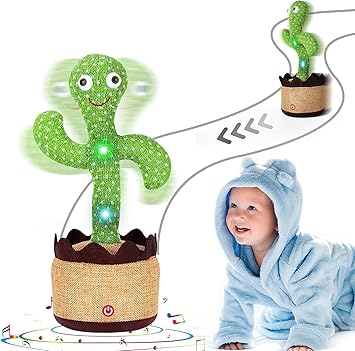 Running Walking and Dancing Cactus Sing Along Recording Toy for Kids Upgraded Version Educational Fun Toy Running Action Musical Game for Children Babies & Toddlers