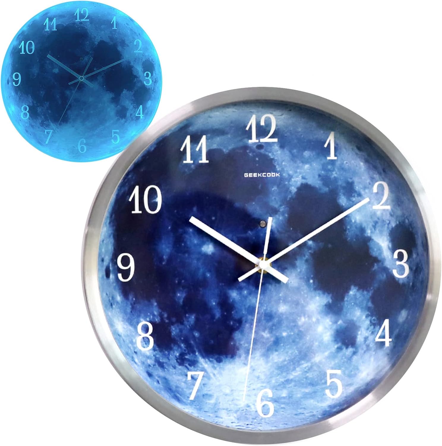 Amazon.co.jp moon wall clock glow in the dark夜光 壁掛け時計 静音 ウォールクロック ムーン
