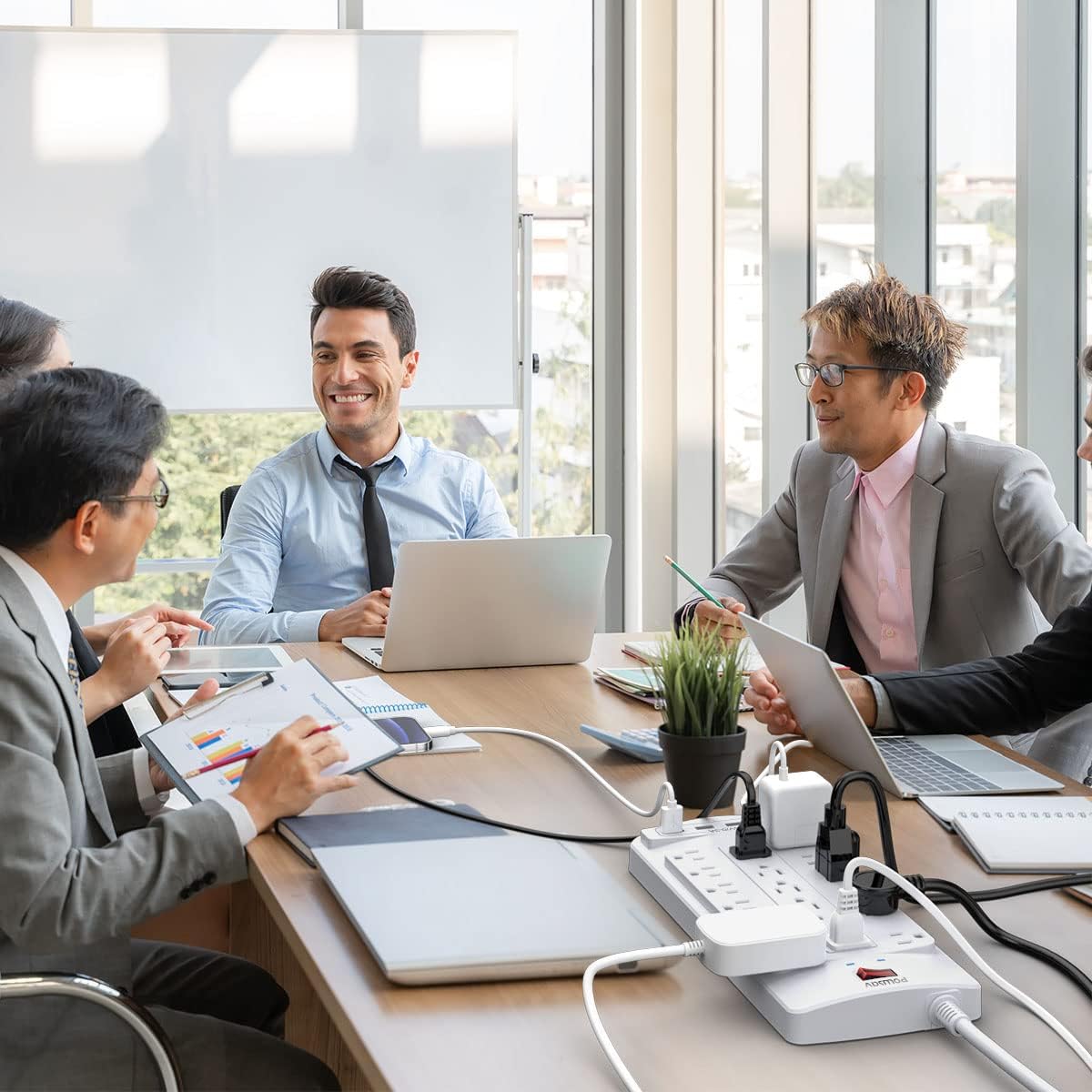 18 Outlets Surge Protector Power Strip - 20 Feet Flat Plug Heavy Duty Extension Cord with 18 Widely Outlets and 4 USB Ports, 2100 Joules, White, ETL Listed - Image 4