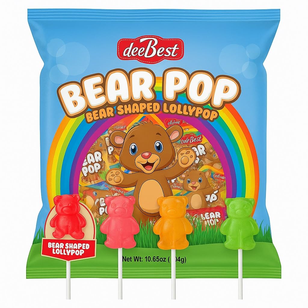 Amazon.com : Bear Pop - Teddy Bear Shaped Lollipops Sucker | 32