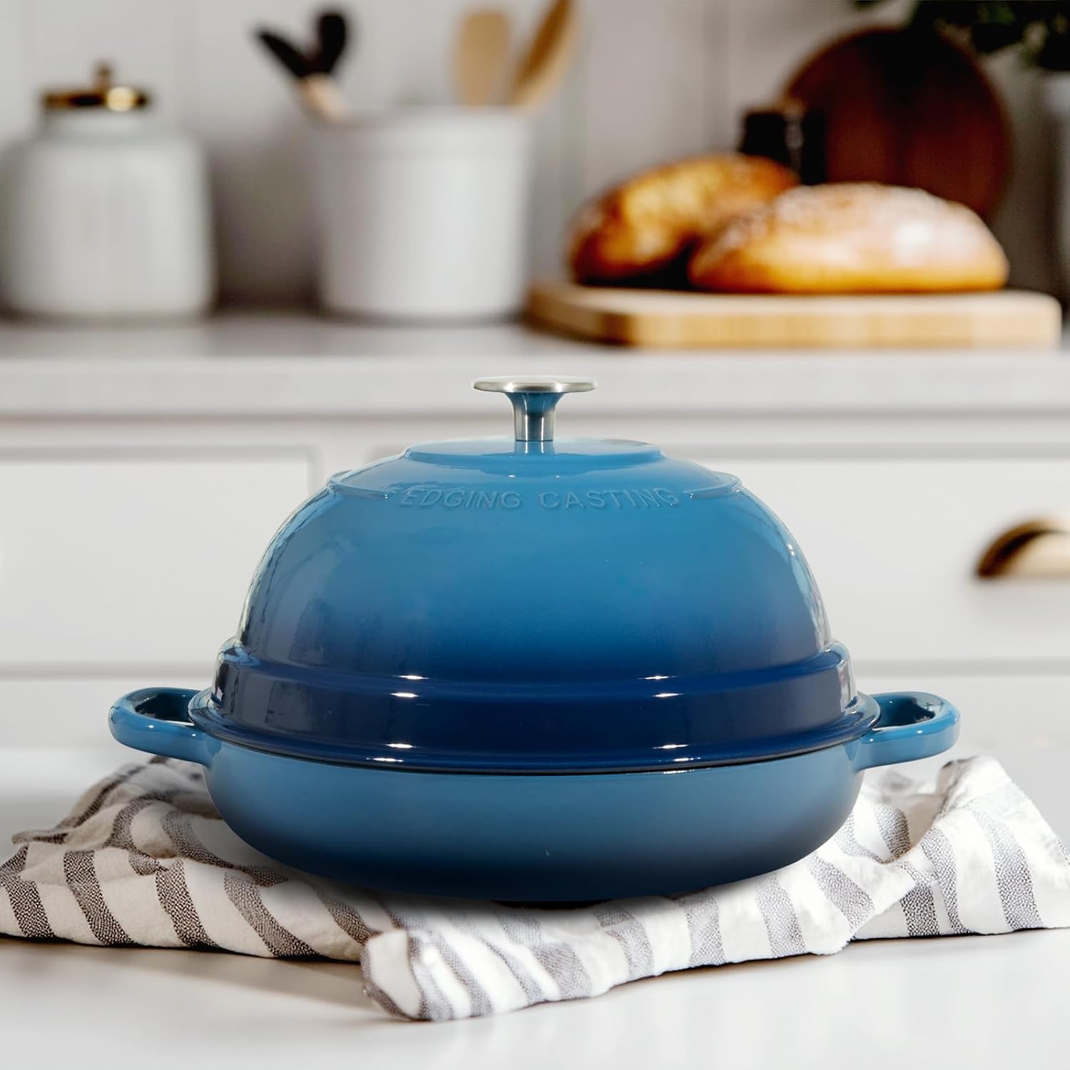 Enameled Cast Iron Dutch Oven Pot with Lid, Round Bread Oven for Homemade Sourdough Bread Baking, 6 Quart, Lake Blue - Image 7