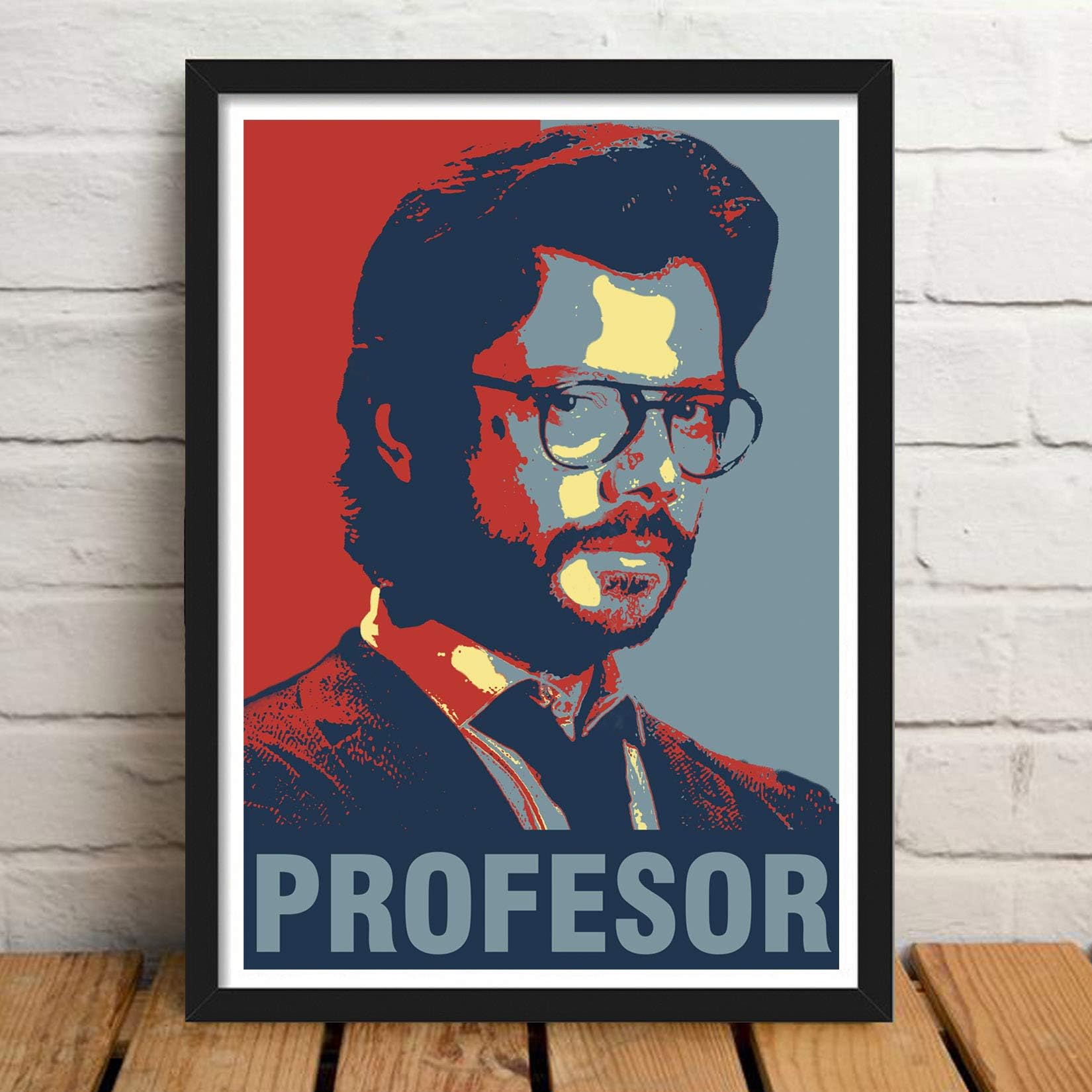 Good Hope Money heist Professor Fan Art Framed Poster Acrylic Glass (10X 13, Multicolor)