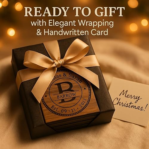 Miniatura 2 de Personalized Coasters for Wedding Gifts, or Personalized Wooden Coaster Sets | Custom Coaster Set Options (2, 4, 6, 8, 16) | Handmade Wooden