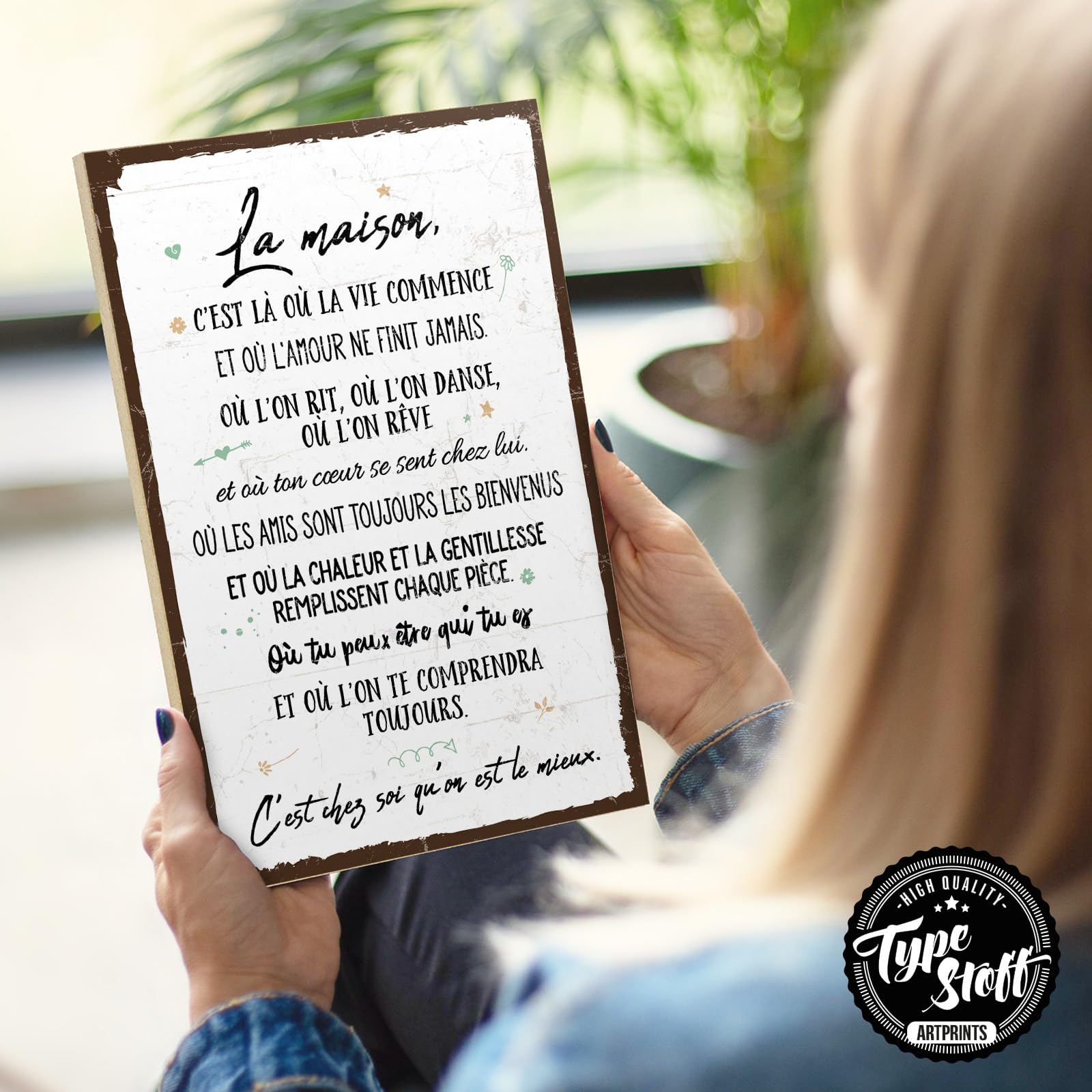 TypeStoff Panneau En Bois Avec Texte – Erci Aan – Look Vintage Avec