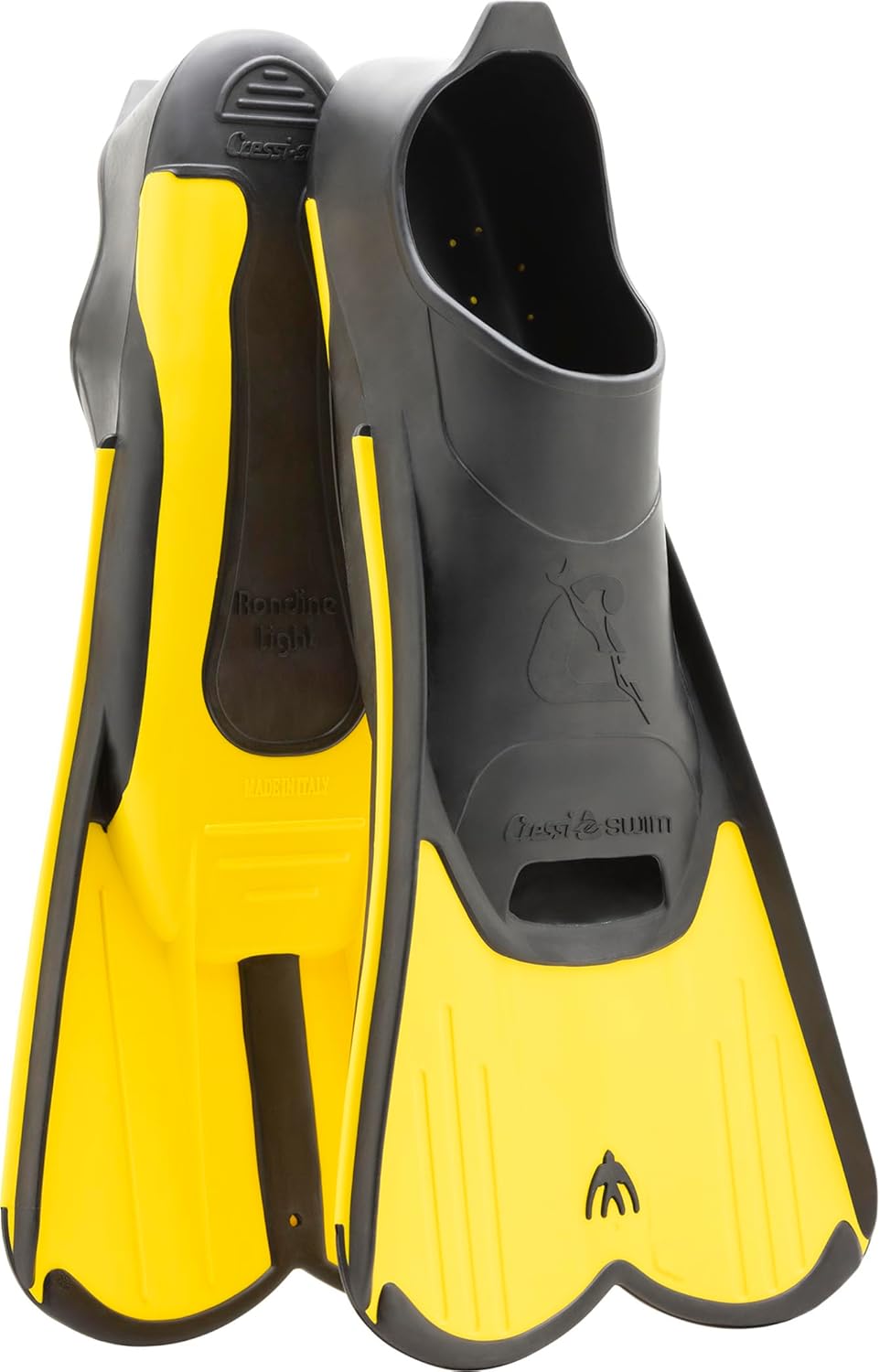 Cressi Short Full Foot Pocket Fins for Swimming or Training in the Pool and in the Sea - Light: made in Italy