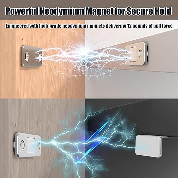 Magnetic Cabinet & Furniture Door Catch - Quiet Ultra Thin Catches with Screws Drawer Magnet Latch for Sliding Door Closure Closet Closer, Invisible Anti-Collision Door Catches (Silver, 4)