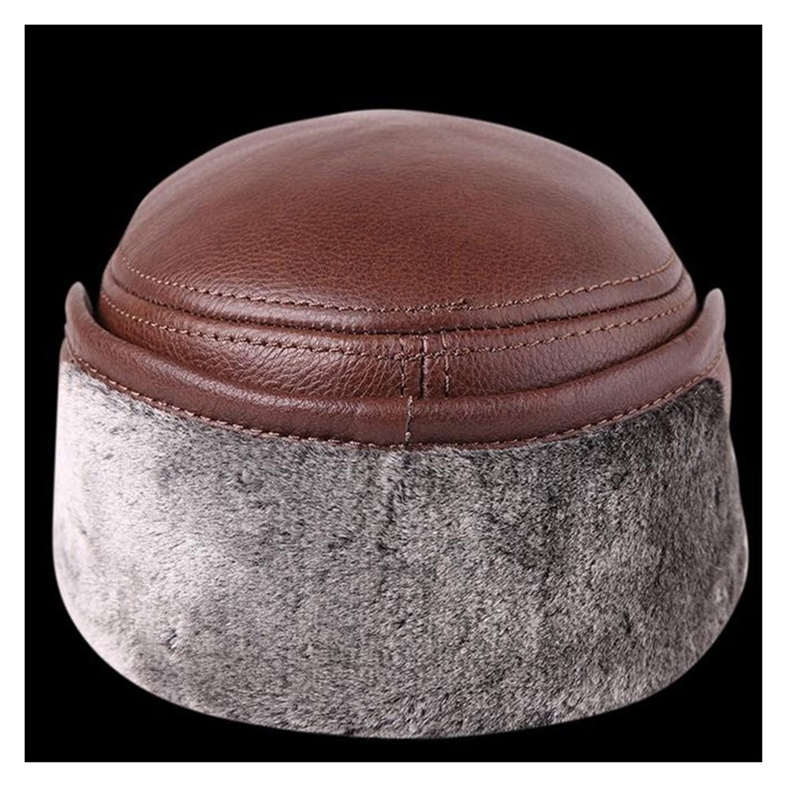 Bombowiec Kapelusze Prawdziwej Skóry Flap Flap Mężczyźni Czarny Ciepły Ushanka F-Ur Hat Male Zimowe Grube Czapki Baseball Vintage