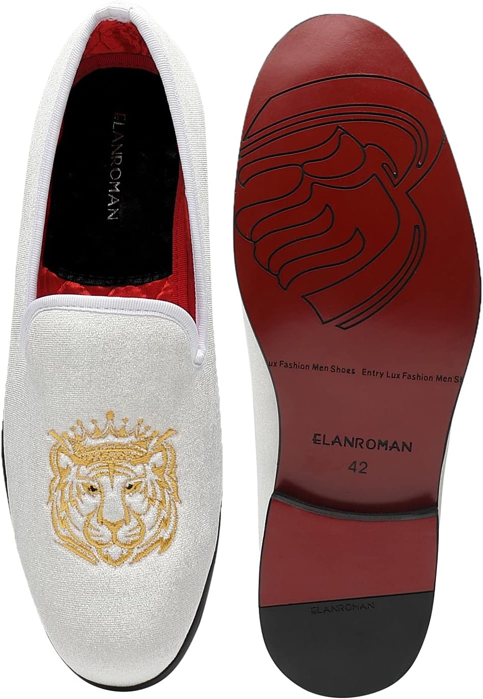 ELANROMAN Men's Loafers Velvet Embroidery Slip on Penny Party Wedding Prom Shoes - Image 6