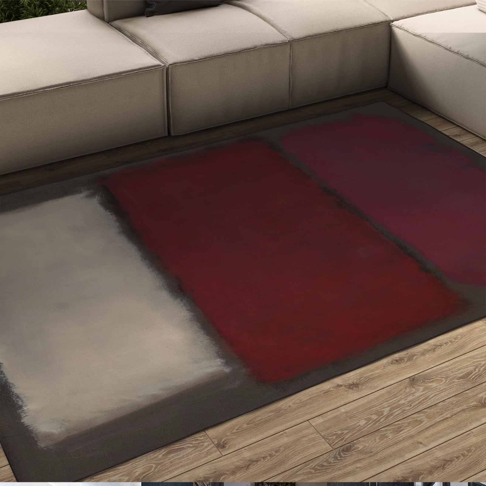 Mark Rothko Alfombra Alfombra de Área de Minimalismo Moderno Alfombras de Área Rojo Oscuro para la Decor del Hogar del Dormitorio Alfombra Decorativa Antideslizante 180x300cm