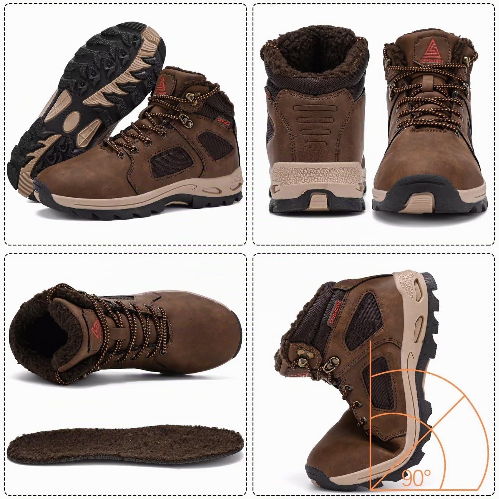 Stivali da Neve Uomo Caldo Stivali Invernali Impermeabile | Antiscivolo Scarpe da Inverno Comode Trekking Boots Outdoor Sneakers da Trekking