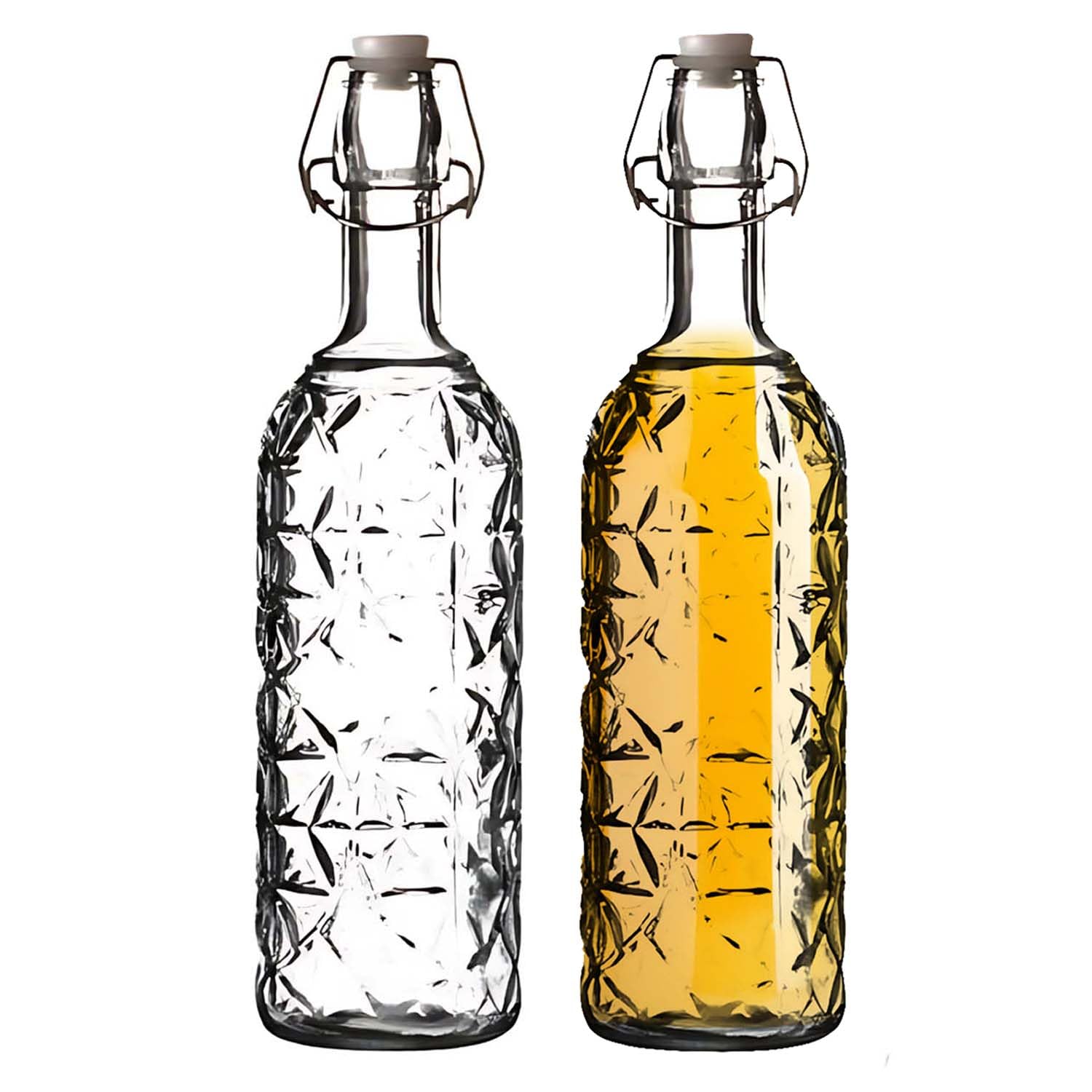 UNIQUE HOME LIVING 720ml Vintage Style Glass Bottles Set of 2, Clip Top Brewing Bottle, Airtight Preserve Bottles for Home Brewing Oil Vinegar Beer Wine Cider Soda Kombucha and Water - 24oz
