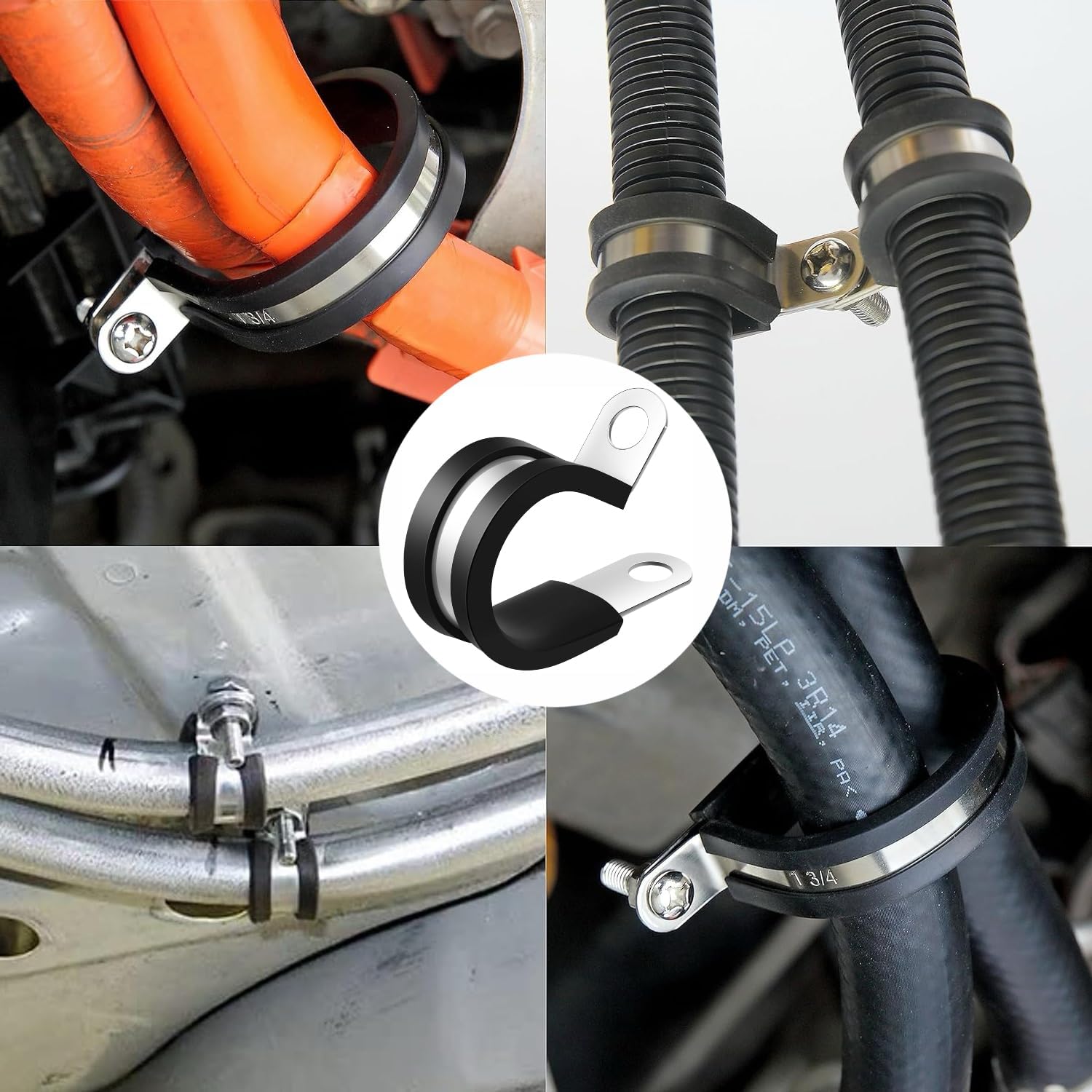 7/8 Inch Stainless Steel Cable Clamps, 20 Pcs, Rubber Cushioned Insulated Clamps, Pipe Clamp, Tube Holder for Tube, Pipe, Lines or Wire Cord Installation (7/8"(22mm))