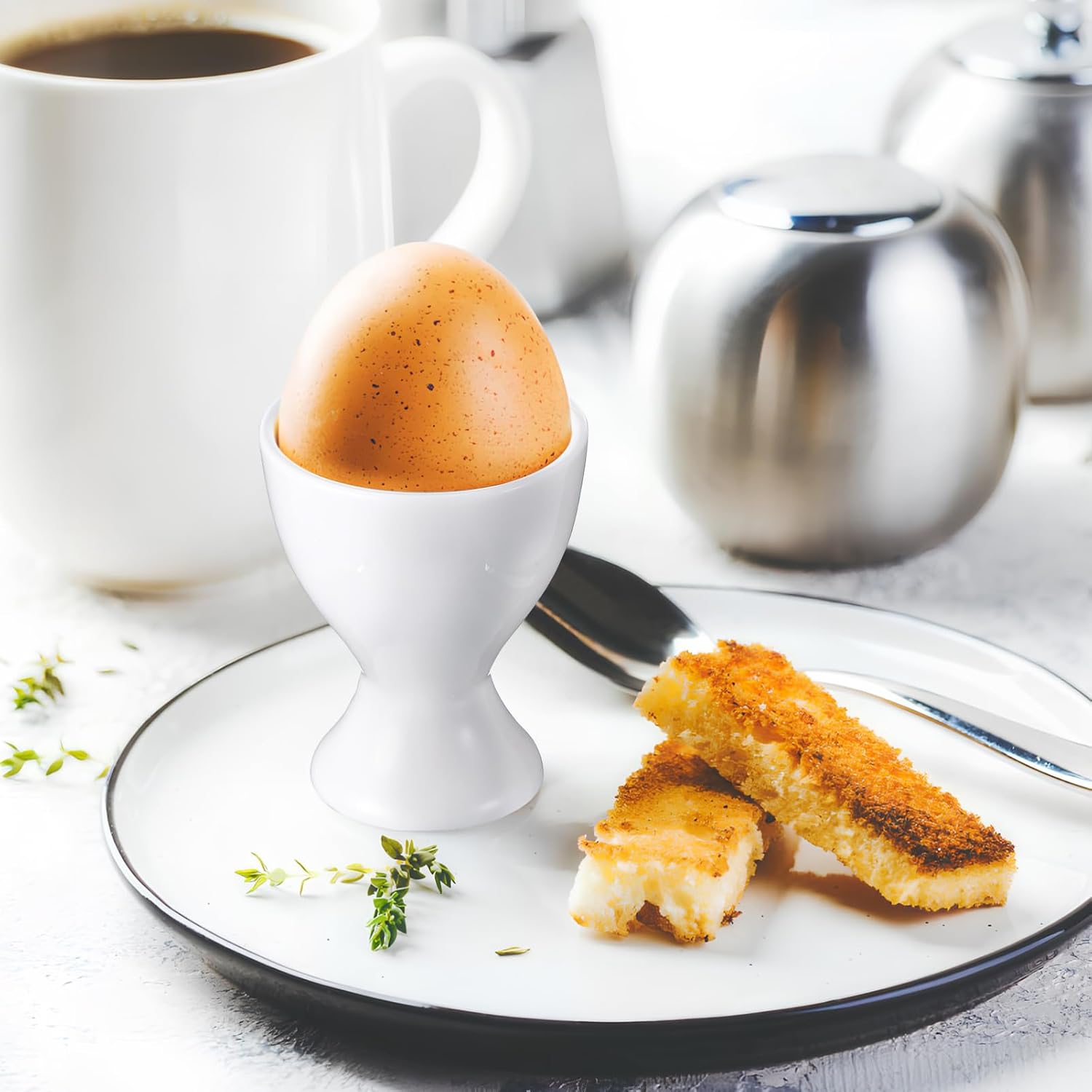 ULTECHNOVO Ceramic Egg Cups 4-piece Set Easy to Clean Modern Design Perfect for Breakfast Hard or Soft Boiled Egg Holders