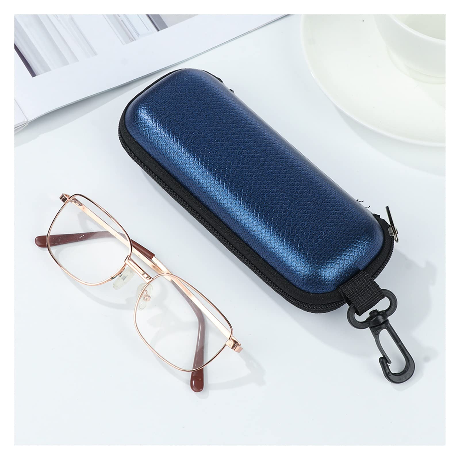 Przenośne etui na okulary, pokrowiec na okulary przeciwsłoneczne twarde etui dla kobiet i mężczyzn, pudełko na okulary ze smyczą na zamek błyskawiczny, etui ochronne