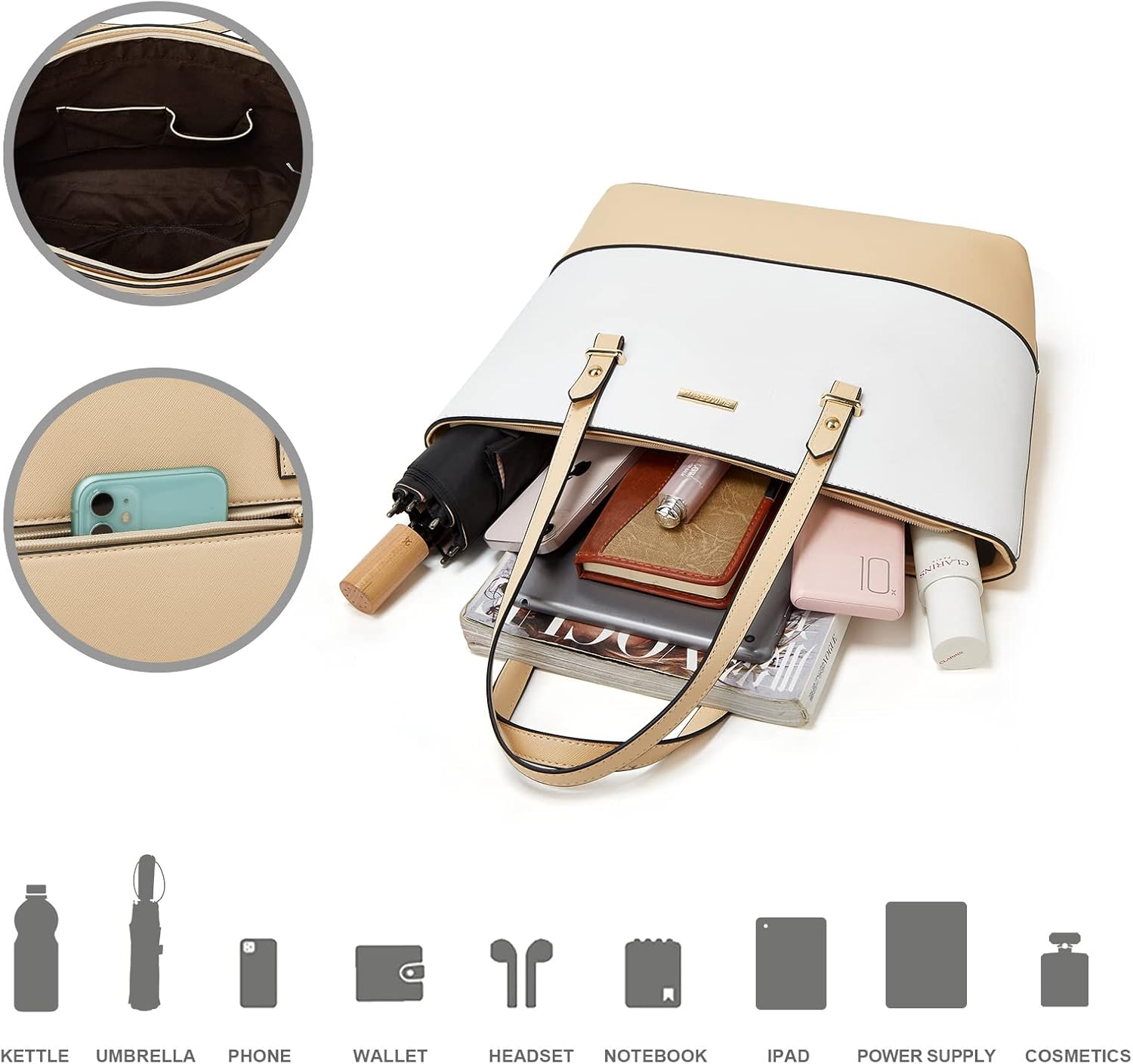 Women Fashion Handbags Wallet Tote Bag Shoulder Bag Top Handle Satchel Purse Set 4pcs - Image 6
