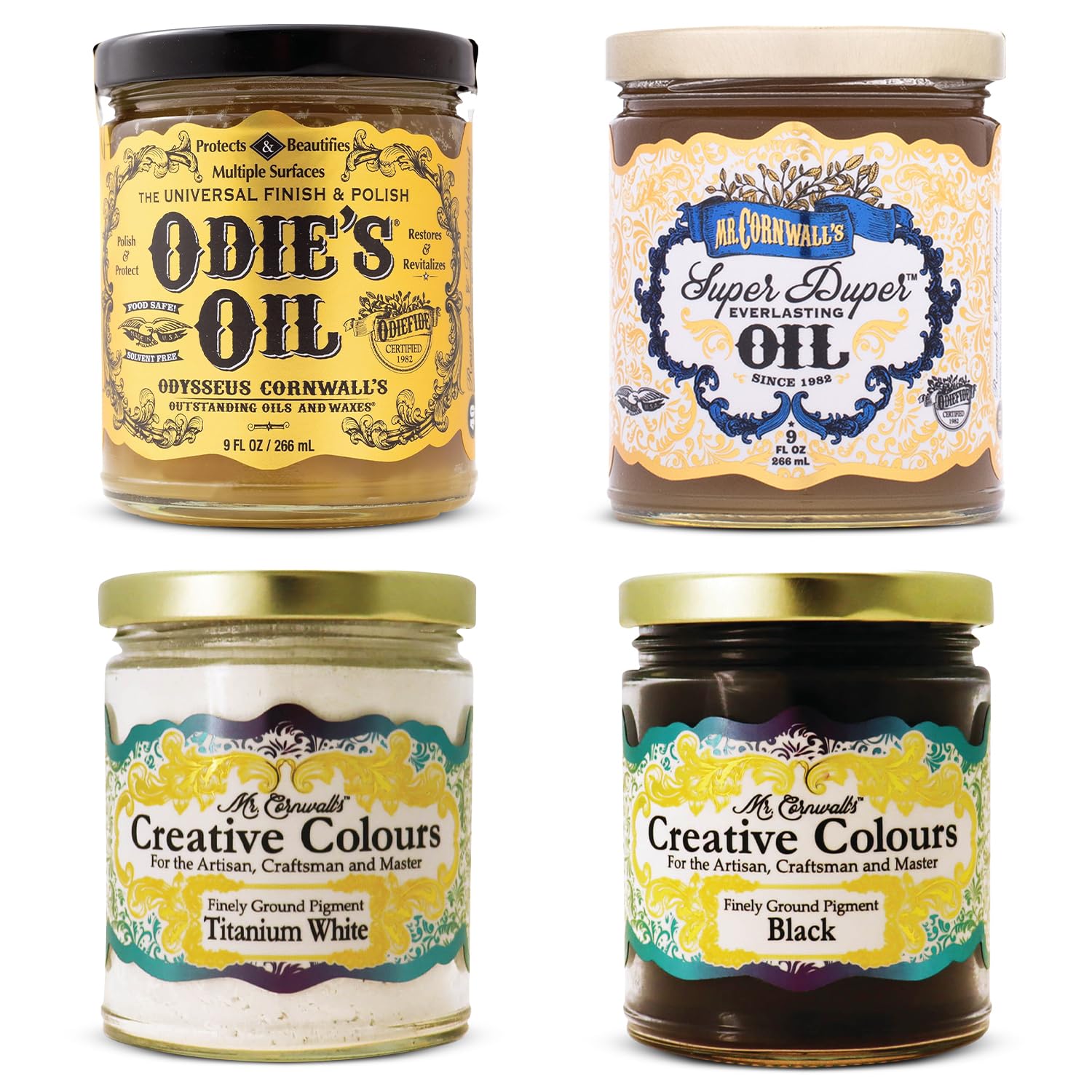 Odie's Oil & Super Duper Oil Duo Stain Kit (9 oz) Includes Titanium White & Black Creative Colour Pigments - Protect, Colour, Beautify