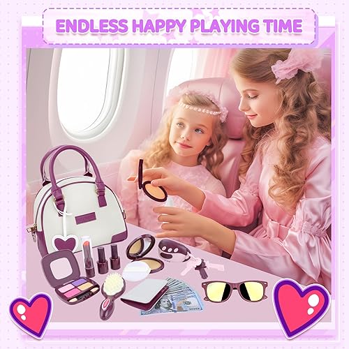 Miniatura 8 de INNOCHEER Bolso de juguete para niñas pequeñas, bolso de juguete para niños con maquillaje de simulación, bolso de juego para niñas pequeñas, bolso