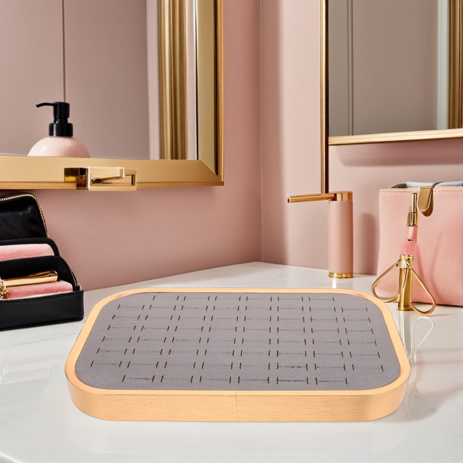 Alipis Bandeja de Terciopelo para Joyas Organizador Rectangular de Compartimentos Bandeja para Guardar Collares Aretes y Anillos para Niñas Esposas y Mamás