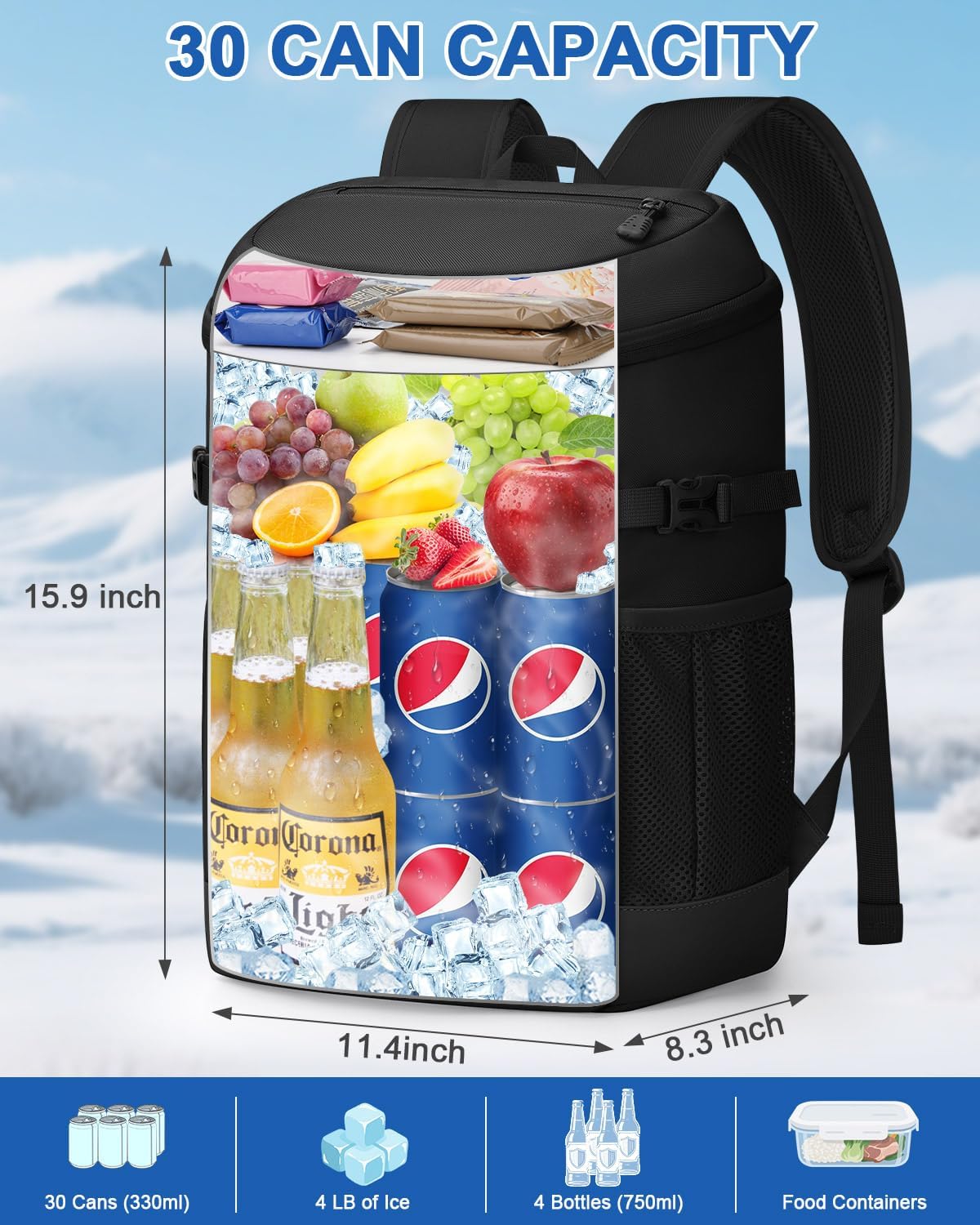 Pritent Cooler Backpack for Men Women Insulated Waterproof Backpack Cooler Leak Proof Cooler Bag Lightweight Lunch Backpack for Camping Beach Travel Picnic