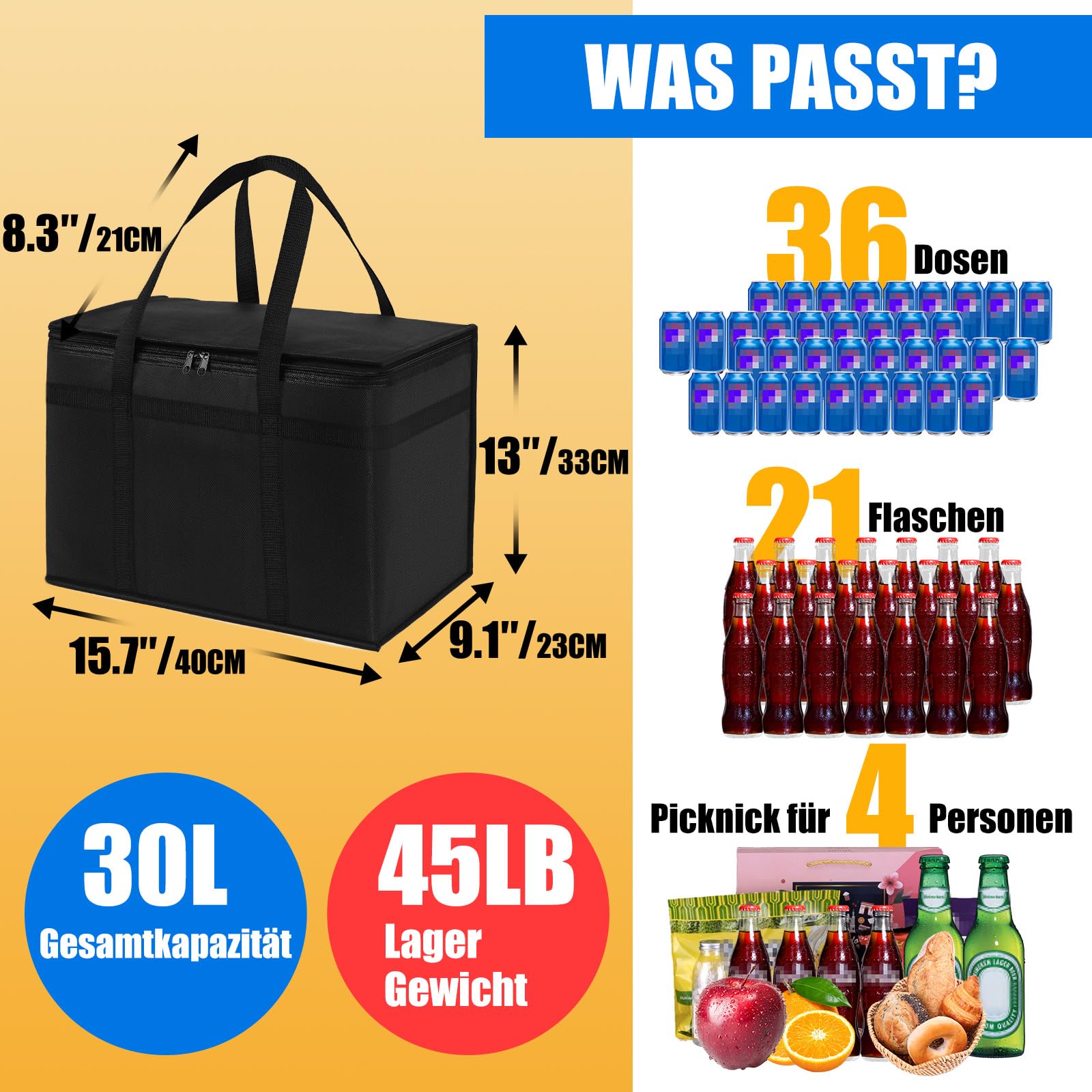 Borsa Termica Da 30 L, Per Il Pranzo, Per Il Trasporto Degli - 3