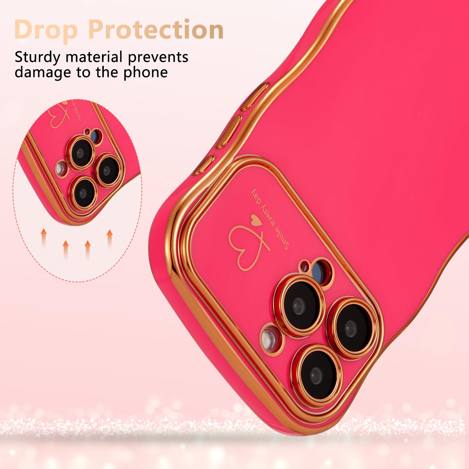 ZTOFERA for iPhone 15 Pro Max Case 6.7 inch,Cute Curly Wave