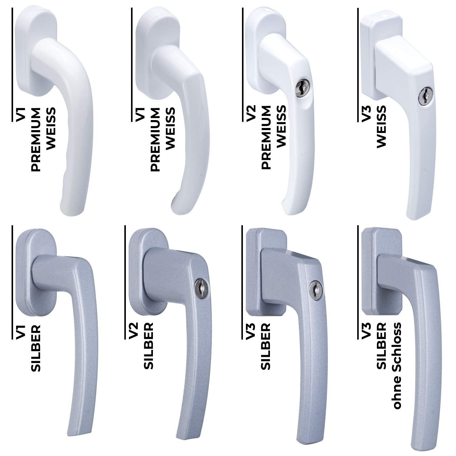 Stahlia Abschließbare Fenstergriffe Aluminium (10 Stück) Weiß Druckknöpfe Balkontürgriff Fenstersicherung Fensterbeschläge Fensterschloss