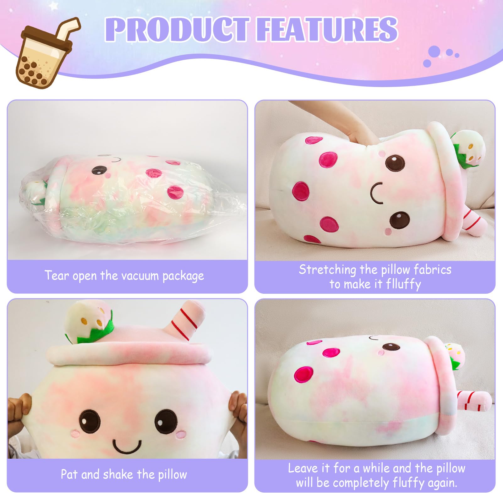 HXPLN Bubble Tea - Cuscino di peluche, 50 cm, in peluche boba gigante, carino, in peluche kawaii-boba, per ragazze e ragazzi, giocattolo morbido, regalo creativo per bambini e adulti (colorato)