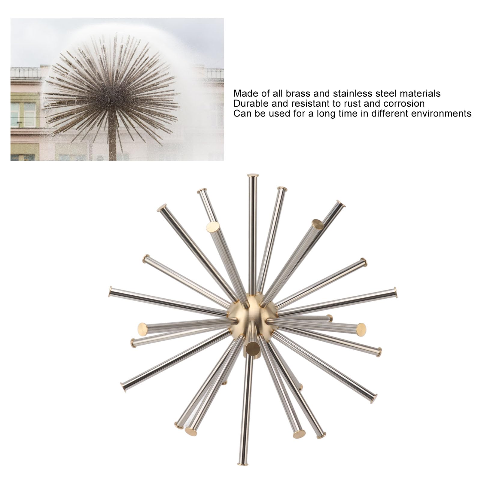 Airshi Outdoor Crystal Sprinkler, Brass Stainless Steel Dandelion Fountain Nozzle Energy Conservation Decoration Exquisite Workmanship for Swimming Pools (G1.5in 15.3CM)