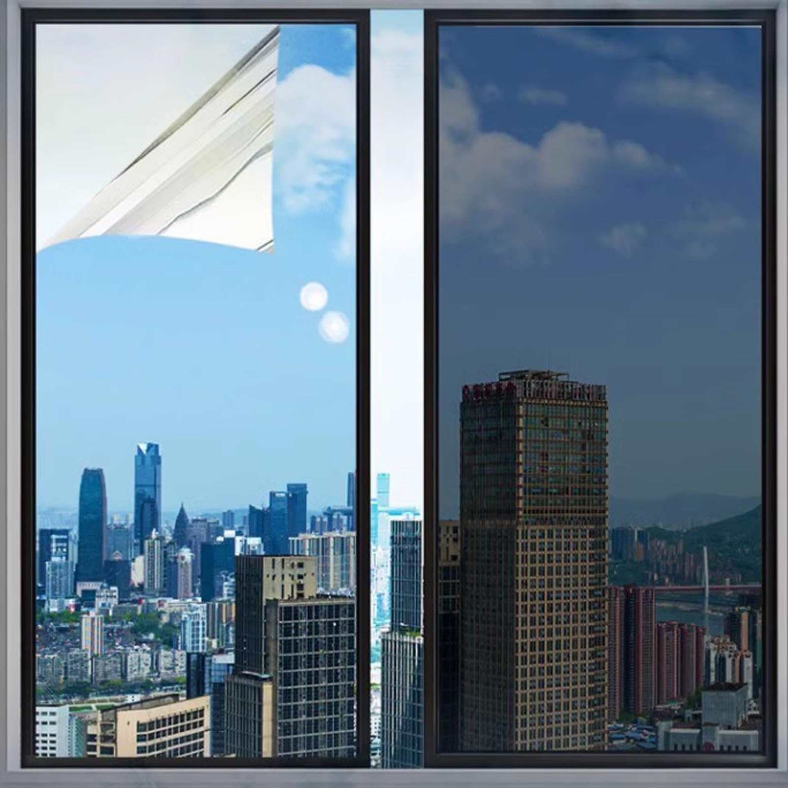 HJXGQJM Spiegelfolie Fenster Sichtschutz Fensterfolie Sonnenschutz Hitzeschutz Sonnenschutzfolie UV Schutzfolie Fenster Selbsthaftend, Festerfolie Sonnenschutz(152x700cm(60x275in))
