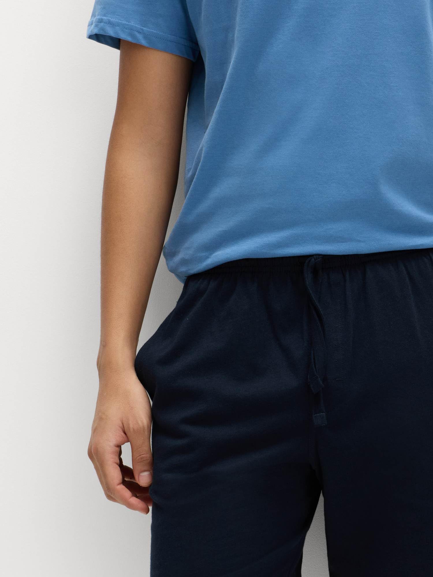 Marks & Spencer Conjunto de Pijama de Algodón Puro para Hombre, Ajuste Normal, Cintura con Cordón, con Bolsillos