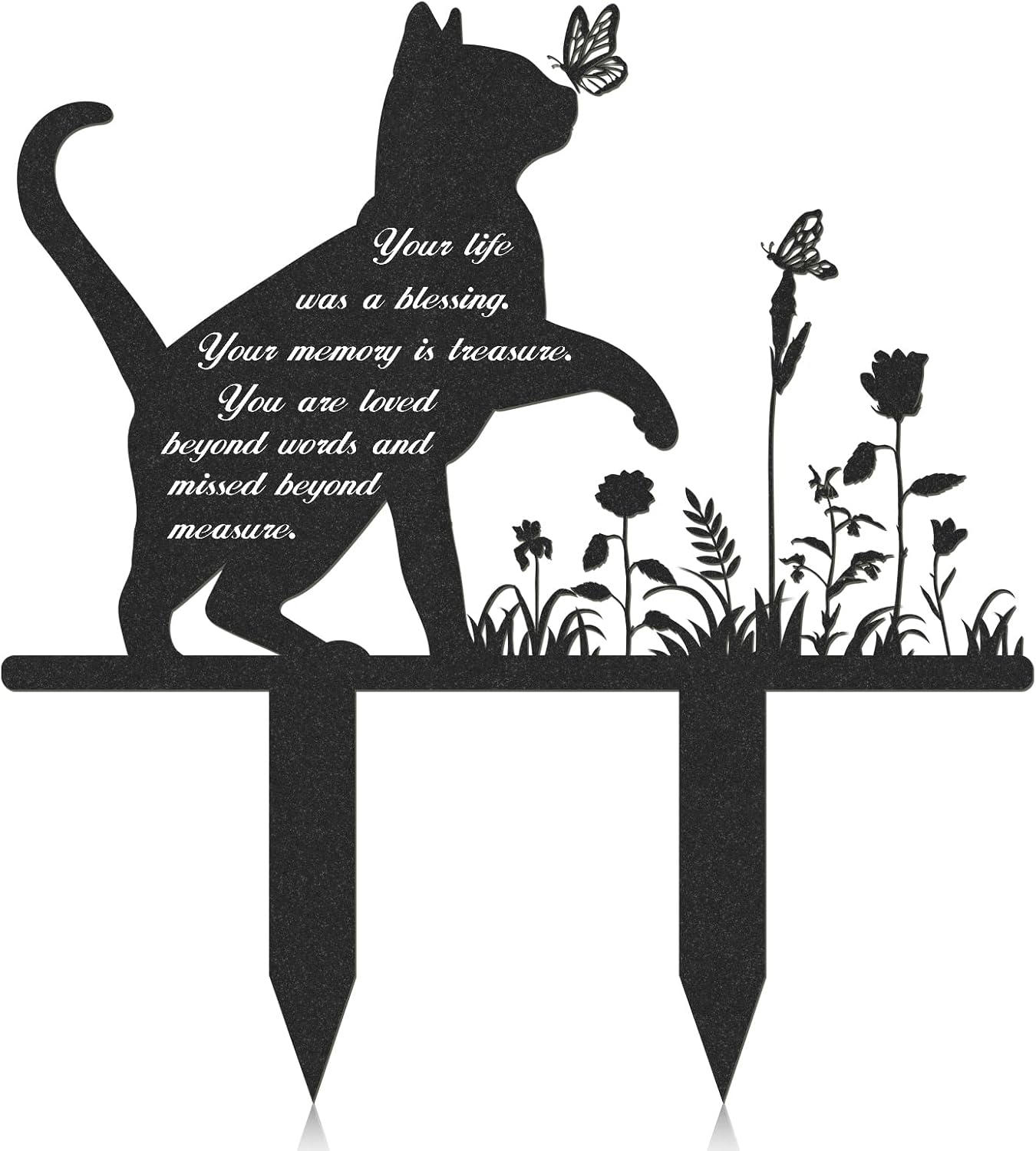 Memorial Pet Grave Markers, Metal Cat Garden Stake Plaque Cemetery Outdoors, Waterproof Pet Headstone Memorial(13.4 X 12 in)