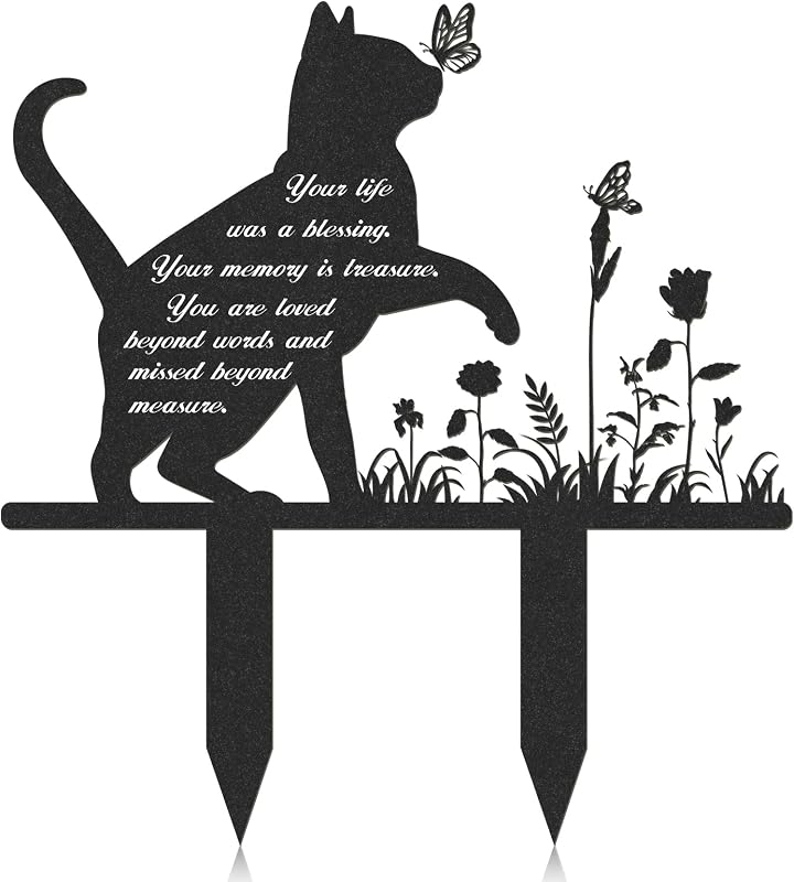 Placa Memorial para Gatos em Metal com Gato e Borboleta Rngmsi 34,04 x 30,48 cm