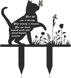 Rngmsi Memorial Pet Grave Markers, Metal Cat Garden Stake Plaque Cemetery Outdoors, Waterproof Pet Headstone Memorial(13.4...