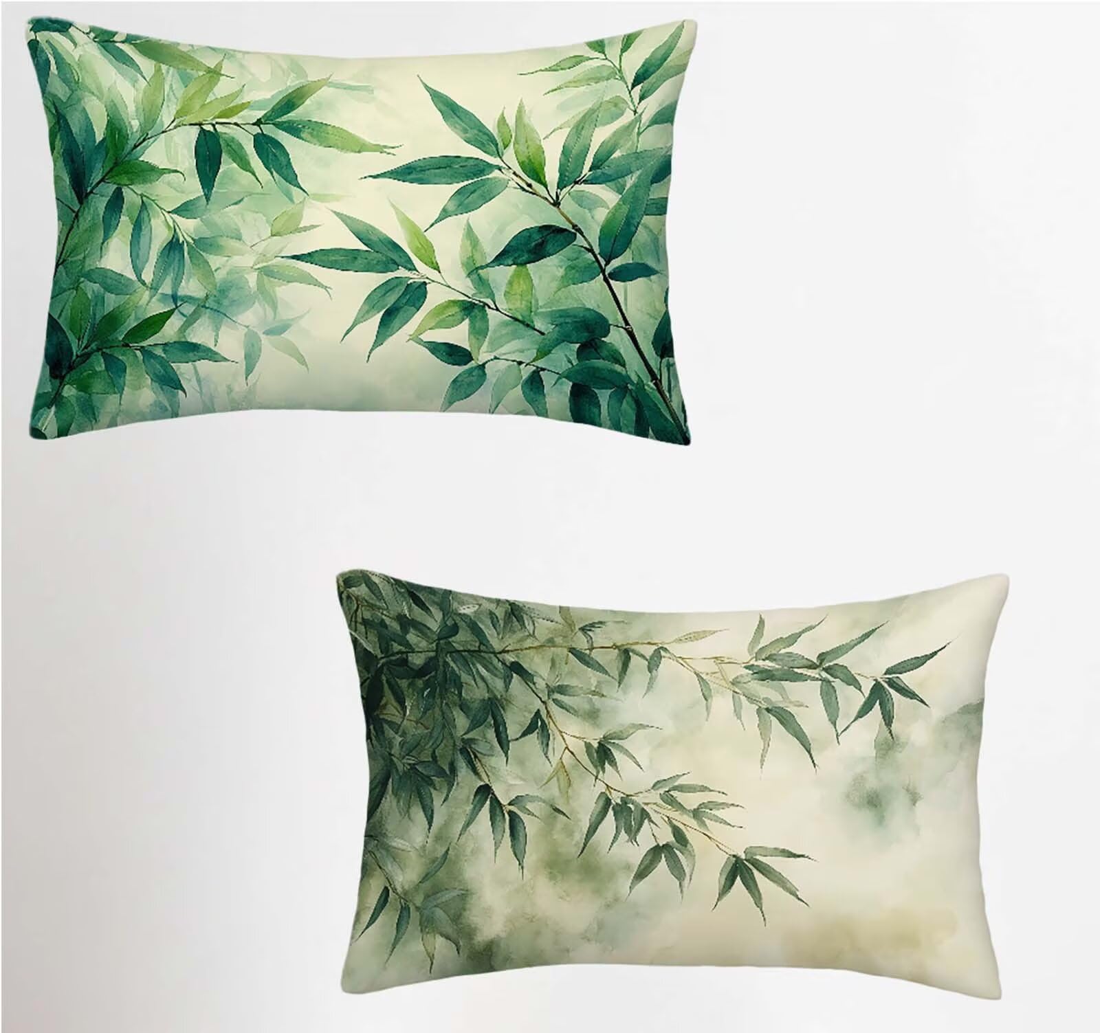 Taie oreiller 60x80 haut de gamme en lin et bambou vert sauge housse de coussin rectangulaire
