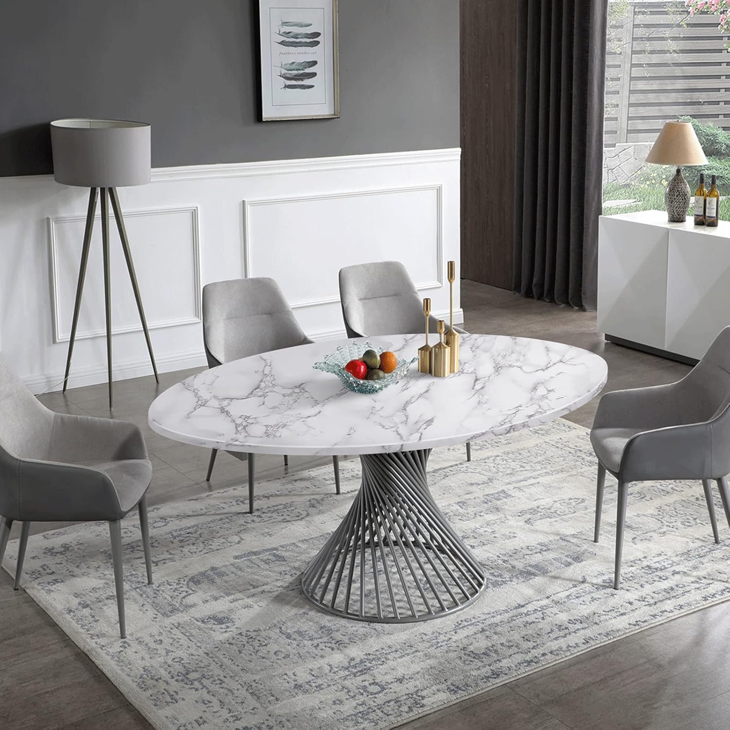 Caltero White/Grey Marble Wallpaper, 24x197 Glossy PVC, Self-Adhesive Contact Paper for Kitchen Cabinets, Bathroom, Waterproof, Removable, Wide Usage, 32 sq.ft