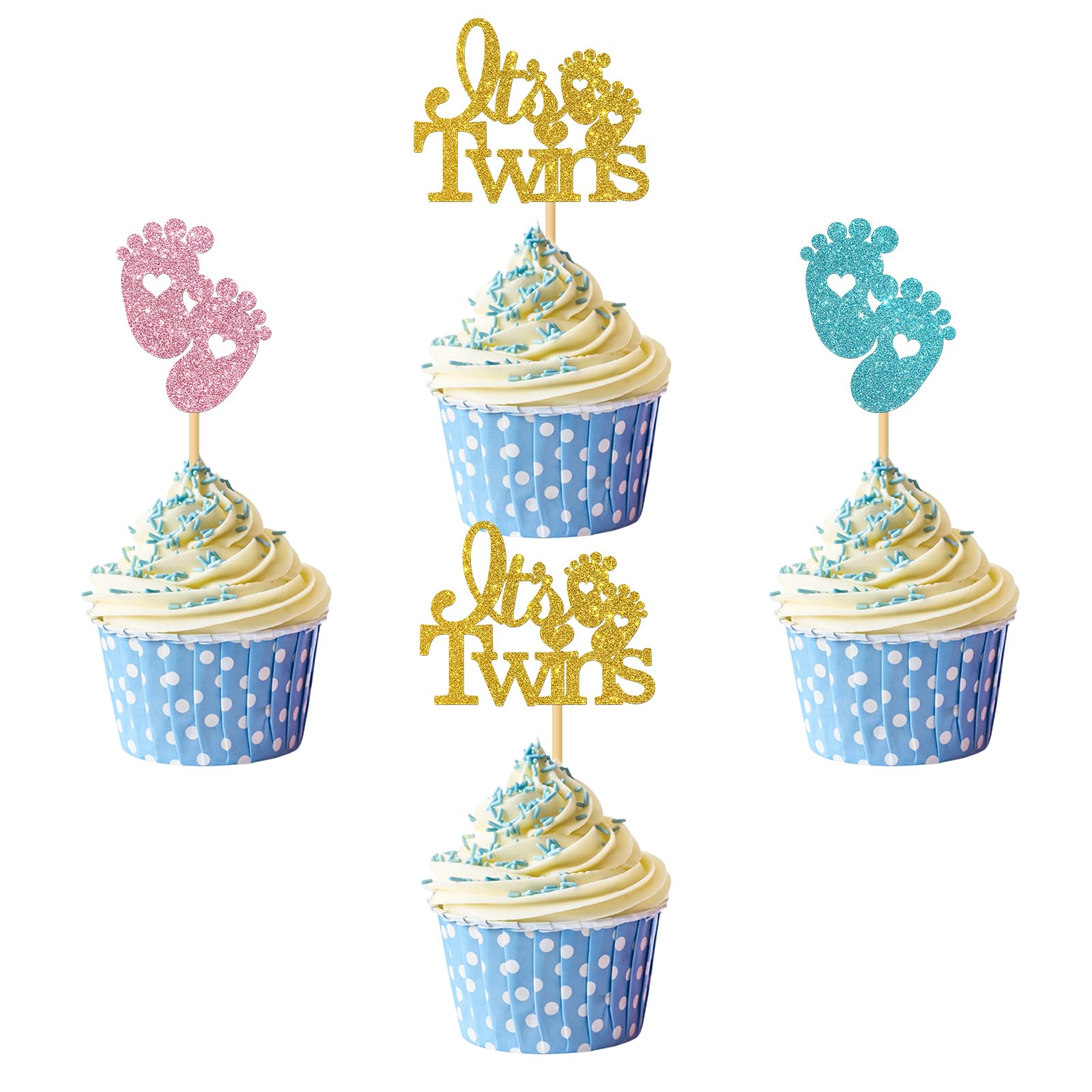 MonMon & Craft Baby Boss One Cupcake-Topper – 24 Stück, Rosa Glitzer, Für 1. Geburtstag Mädchen, Babyparty