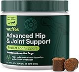 Wuffes Advanced Dog Hip and Joint Supplement with Glucosamine, Chondroitin, Omega 3, MSM, and Green Lipped Mussel, 30 Pork Flavored Chews for Large Dog Breeds Large Breed Pack of 1