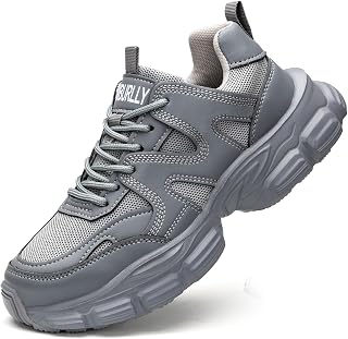 Hogent Steel Toe Shoes for Men Women, Wide & Non-Slip Work Shoes | Indestructible Comfortable Safety Sneakers, Lightweight Breathable Construction Shoes, Puncture Proof Ergonomic Design