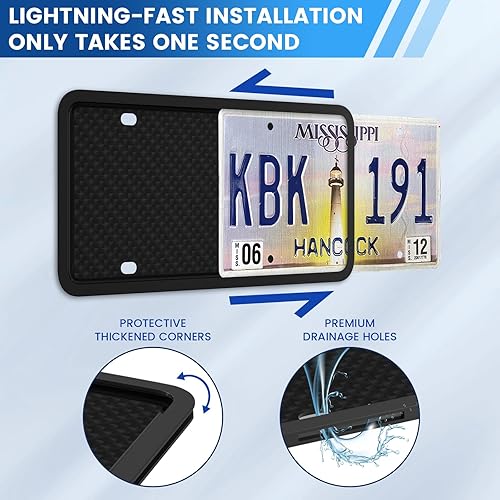 Miniatura 3 de Marcos negros para matrícula, paquete de 2 fundas universales para matrícula de automóvil, soporte universal para placa delantera de automóvil de