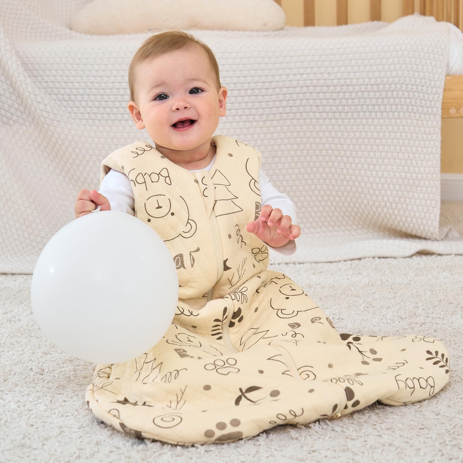 Looxii Schlafsack Baby Winter Baumwolle 2.5 TOG Warm Winterschlafsack Weich Babyschlafsack Neugeborene im 12-18 Monaten Perfekte für Herbst Winter Baby