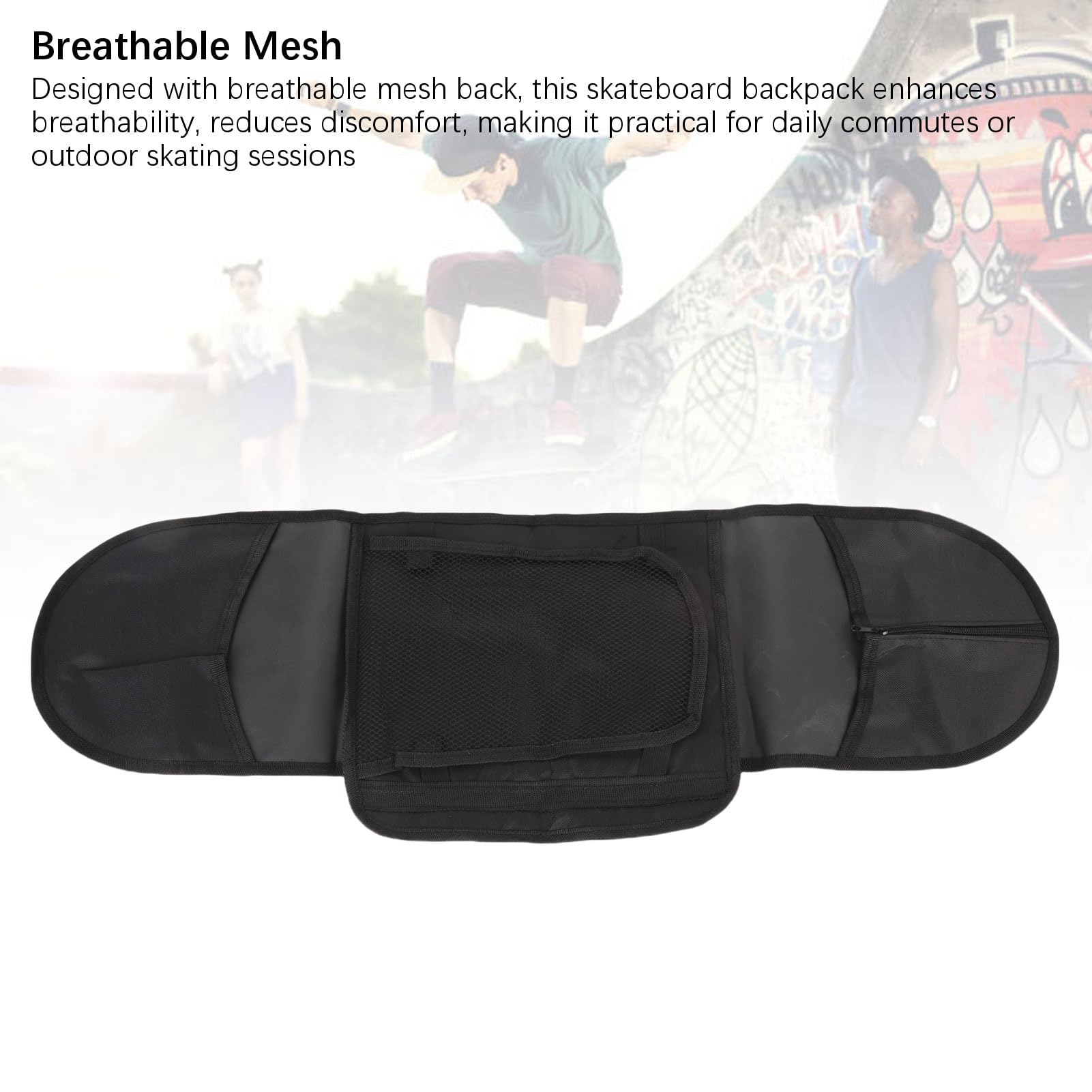 BuyWeek Sac à Dos de Skateboard, 5 Pièces Sac de Longboard Portable à Bandoulière Unique pour 80 x 20 cm Skateboard Double Kick