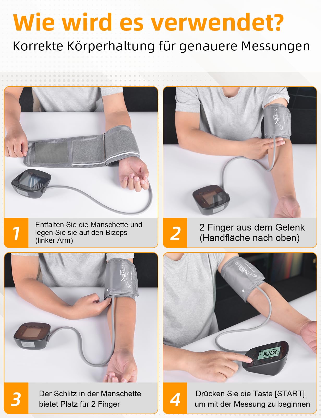 AILE Oberarm Blutdruckmessgerät für den Hausgebrauch,Digitale Blutdruckmessgeräte mit Verstellbar Große Manschette (22-42 cm) Automatisches Bluthochdruck Messgerät Einknopfbedienung